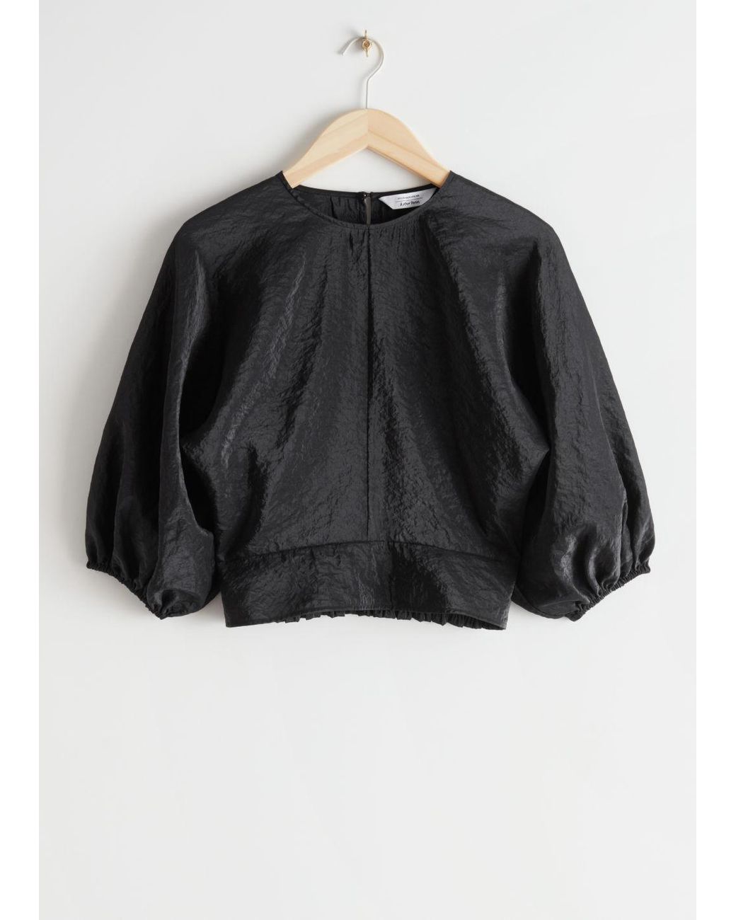 & Other Stories Voluminous Puff Sleeve Top in Black | Lyst