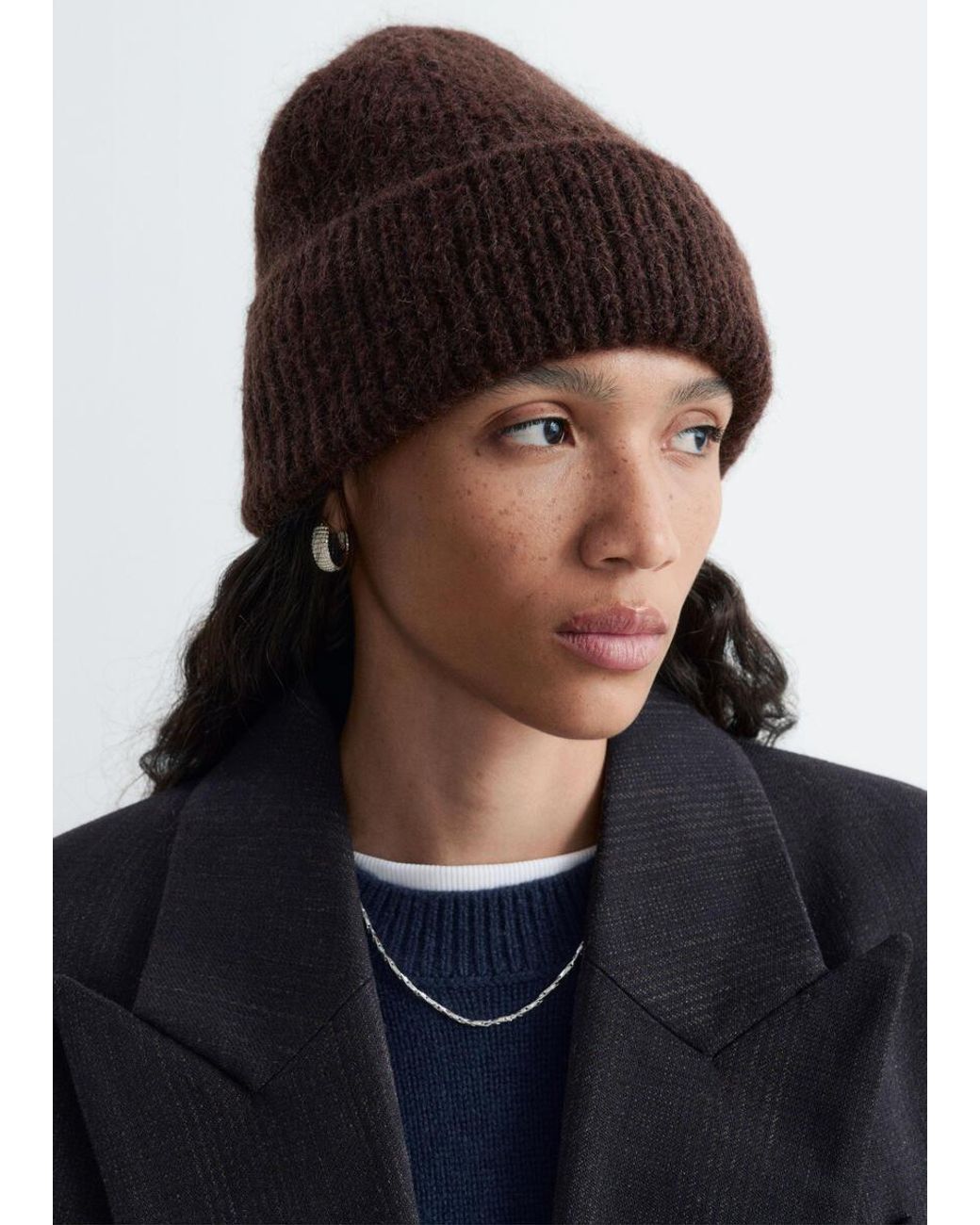 & Other Stories Brown Wool Blend Beanie