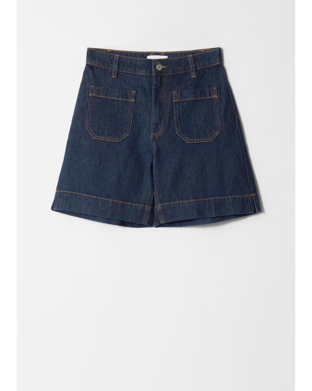 & Other Stories Blue High-Waist Denim Shorts