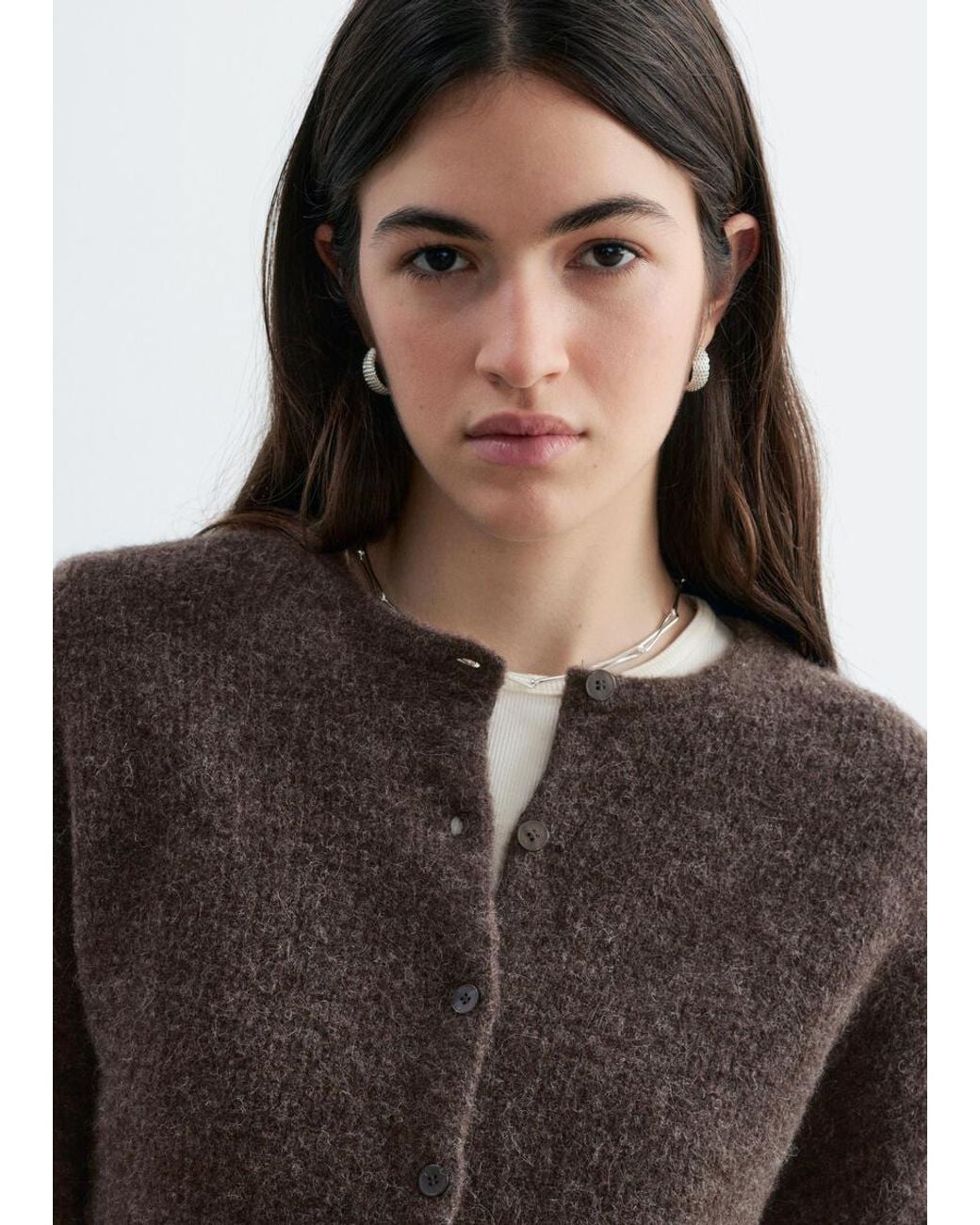 & Other Stories White Alpaca-Blend Knitted Cardigan