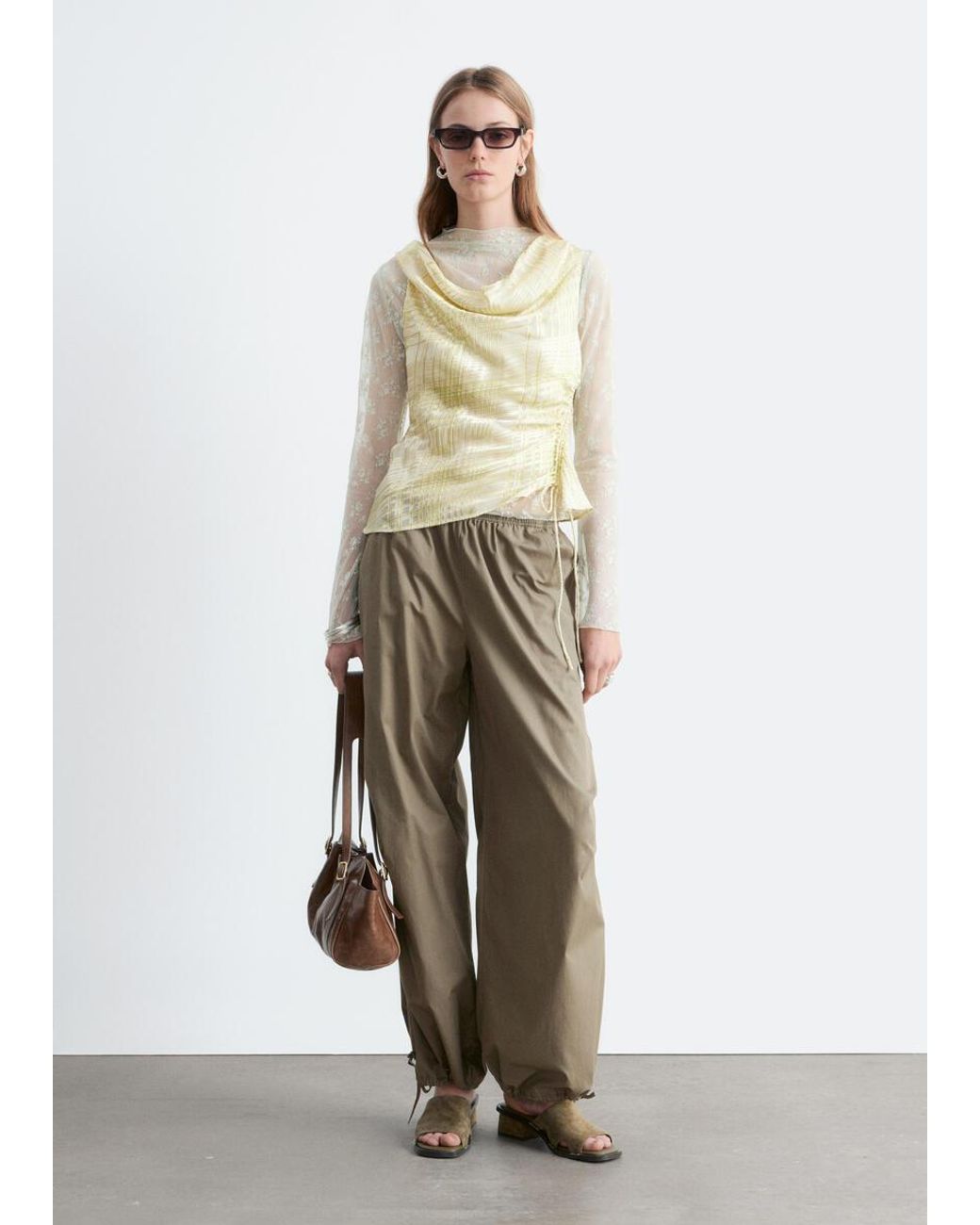 & Other Stories Green Parachute Trousers