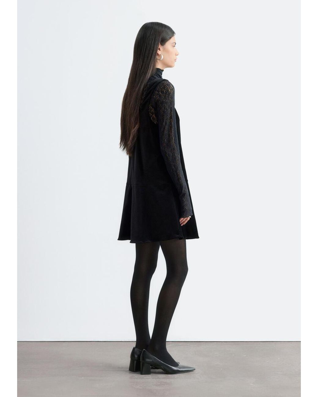 & Other Stories Black Velvet Mini Dress