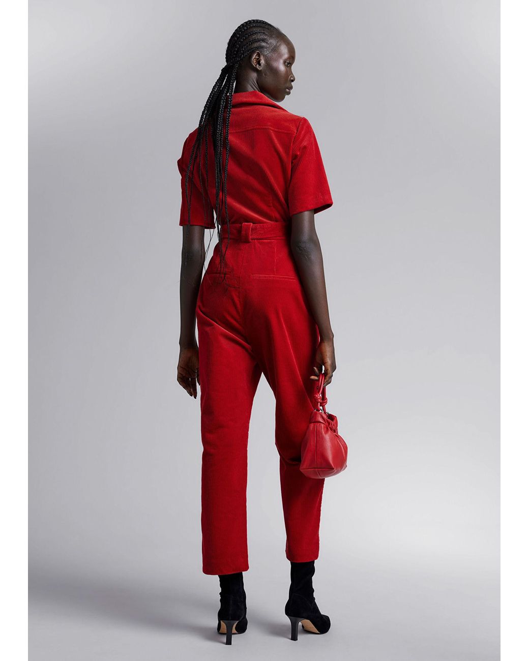 Red hotsell corduroy jumpsuit