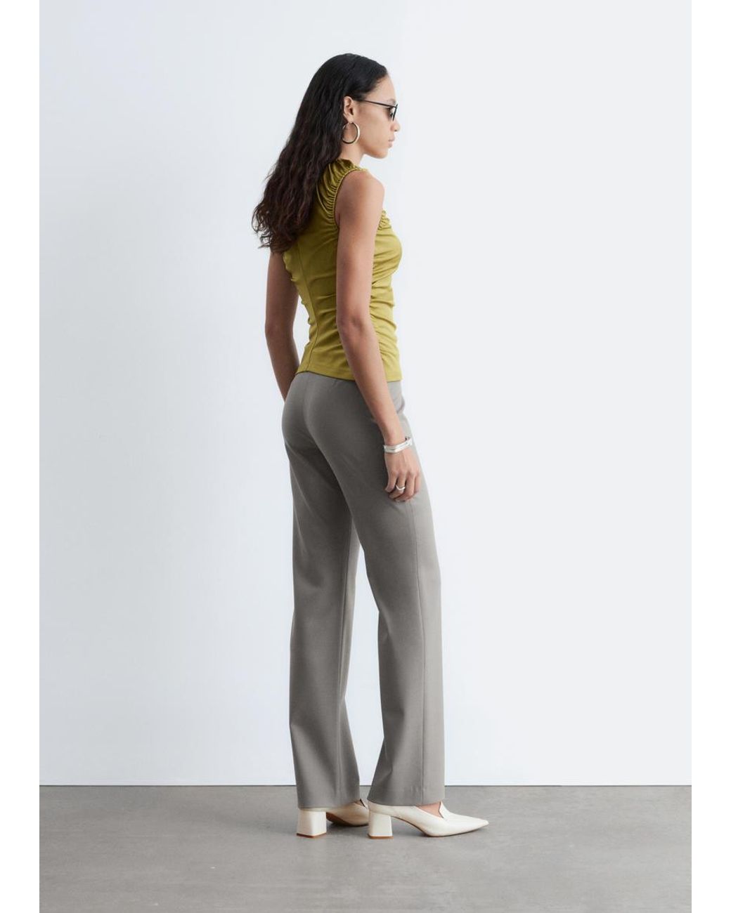 & Other Stories Gray Straight-Leg Wool Trousers