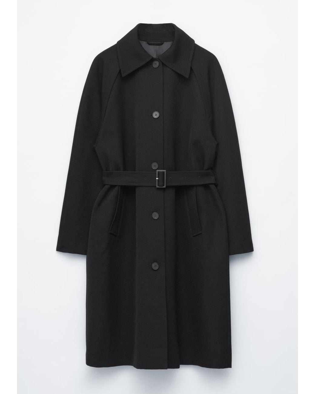& Other Stories White Tie-Belt Wool Trench Coat