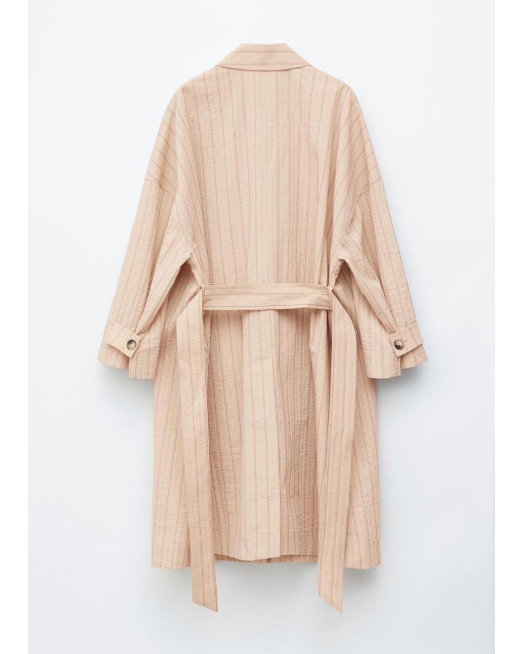 & Other Stories Natural Oversized Pinstripe Trench Coat