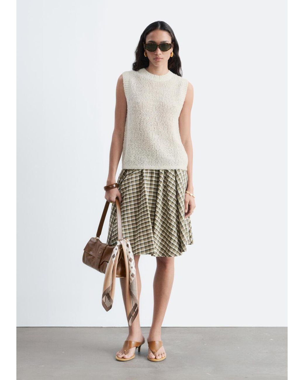 & Other Stories White Silk-Cotton Vest Top