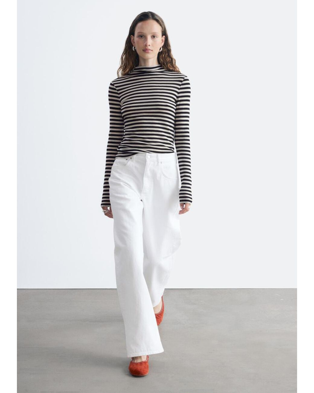 & Other Stories White Wool Mock-Neck Top