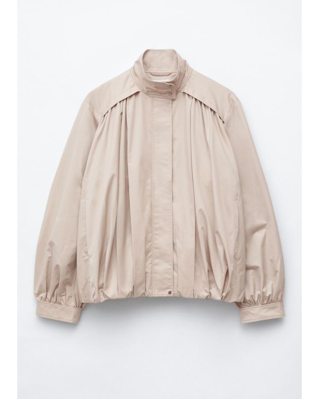 & Other Stories White Gathered Stand-Collar Jacket