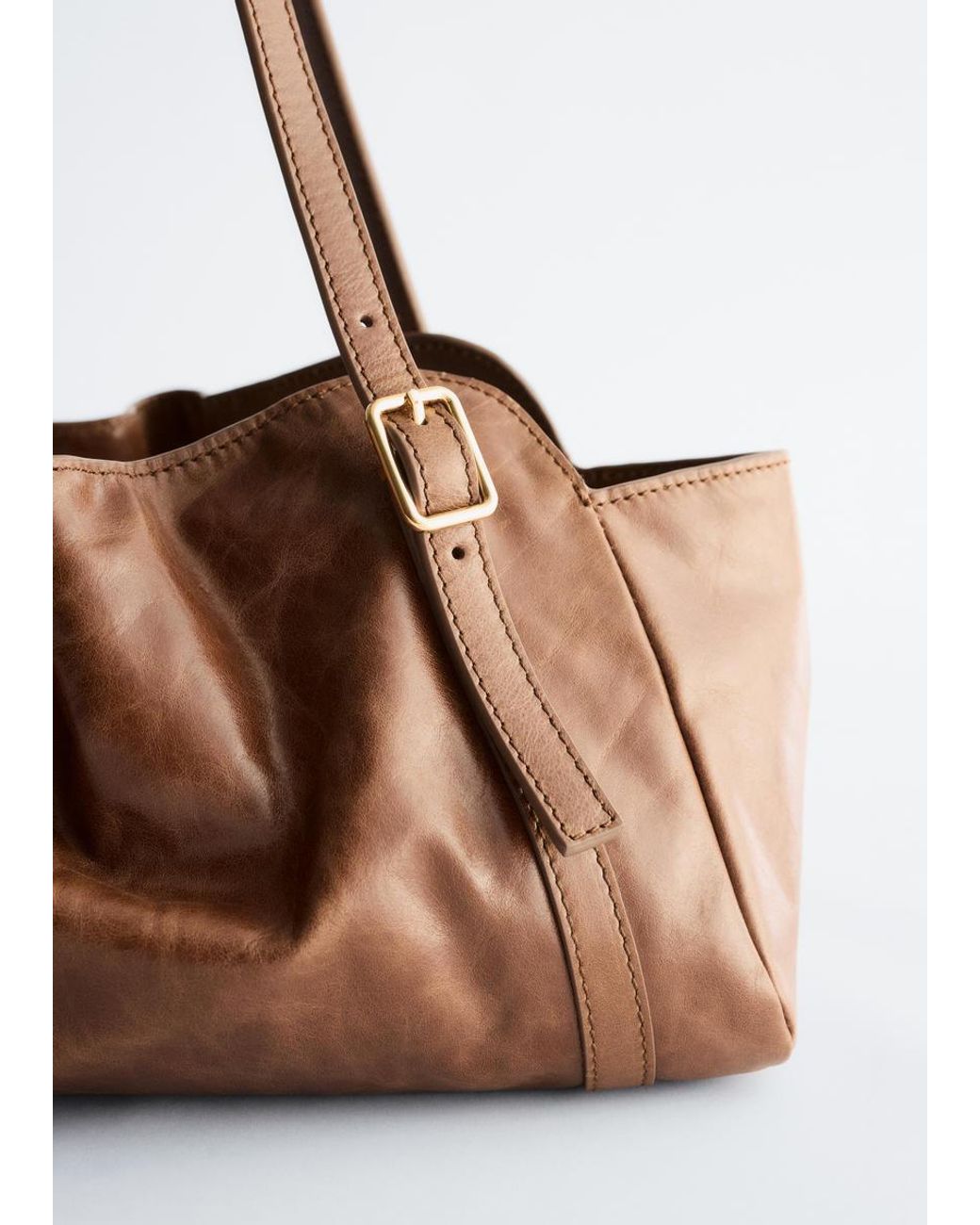 & Other Stories Brown Low-Profile Leather Shoulder Bag