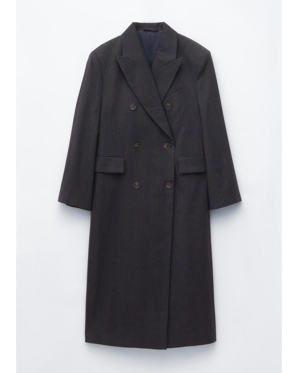& Other Stories Blue Double-Breasted Cotton-Wool Coat