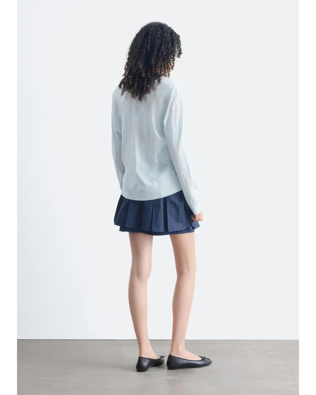 & Other Stories White Deep V-Neck Merino Wool Jumper