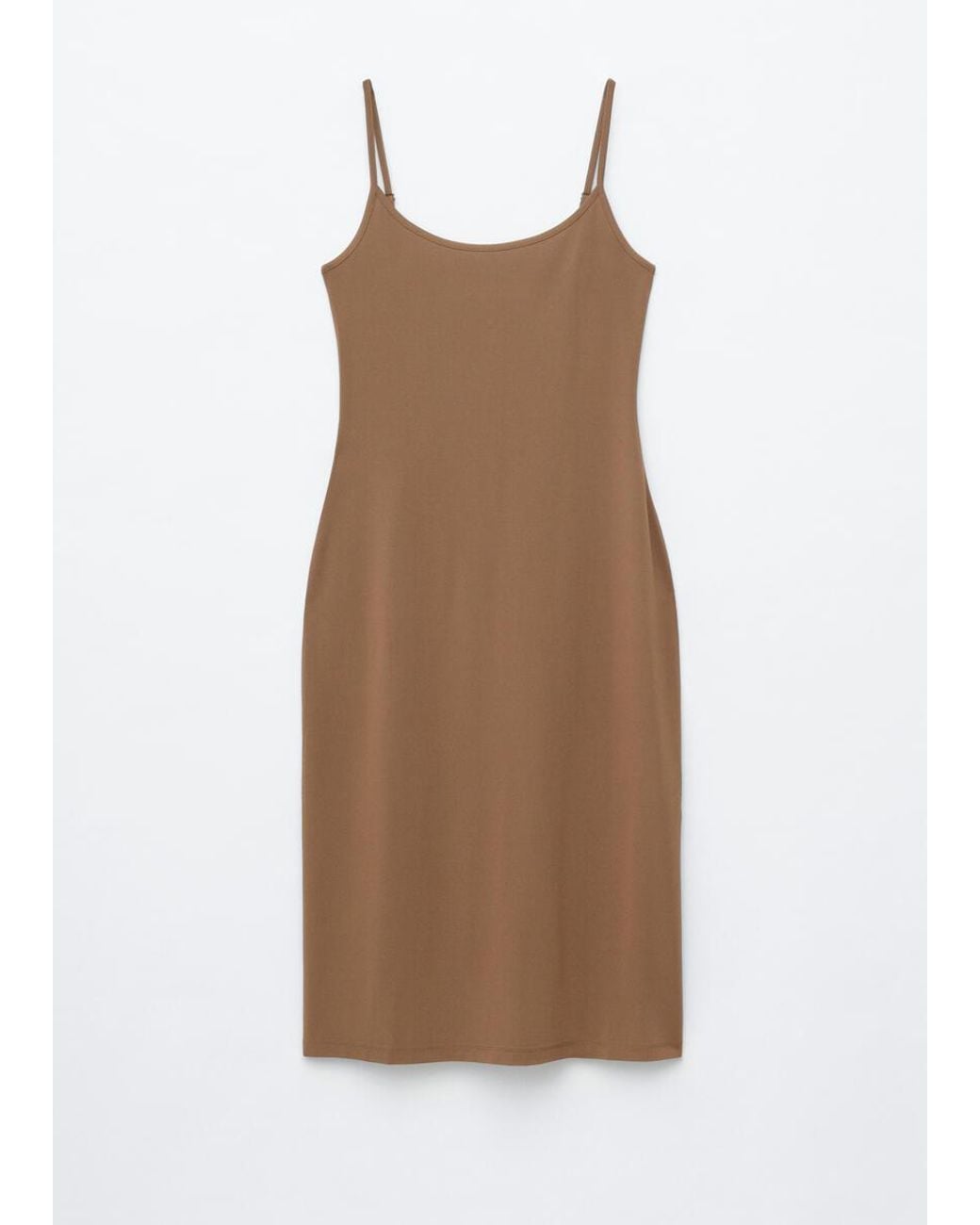 & Other Stories Brown Stretch Midi Slip Dress