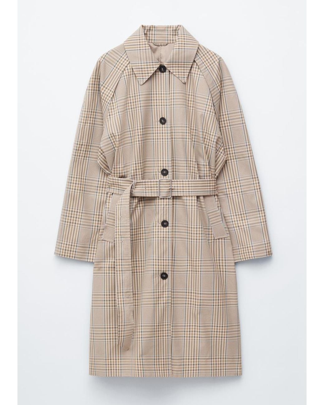 & Other Stories White Checked Buckle-Belt Trench Coat