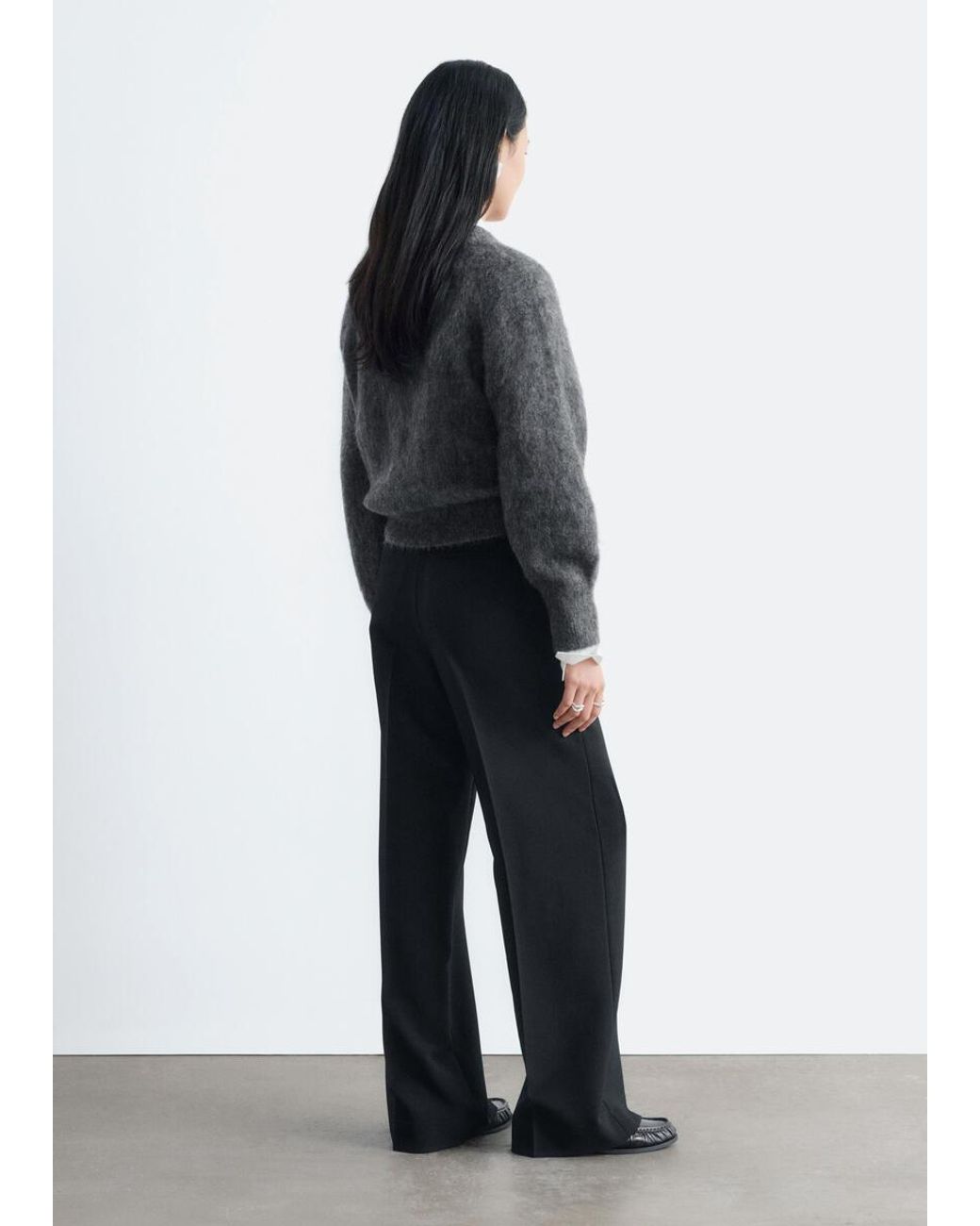 & Other Stories Gray Mohair-Blend Balloon-Sleeve Jumper
