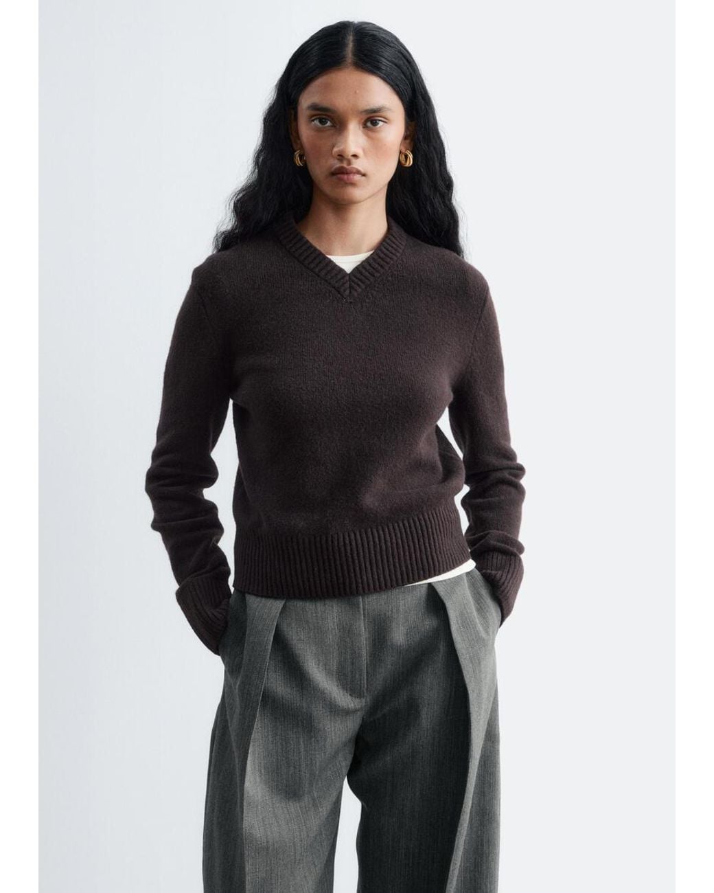 & Other Stories Blue V-Neck Jumper