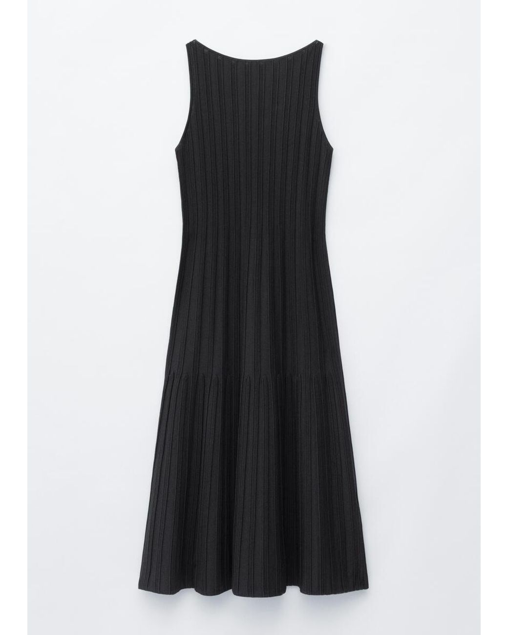 & Other Stories Black Rib-Knit Midi Dress