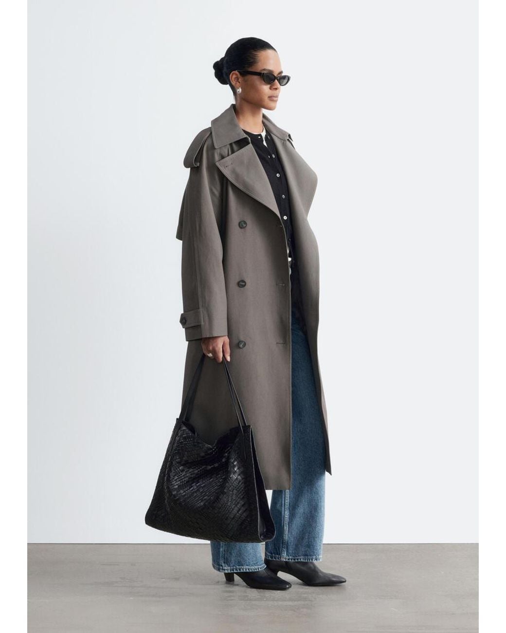 & Other Stories Gray Relaxed Trench Coat