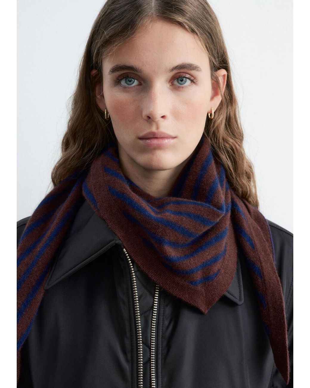 & Other Stories Blue Silk-Cashmere Triangle Scarf