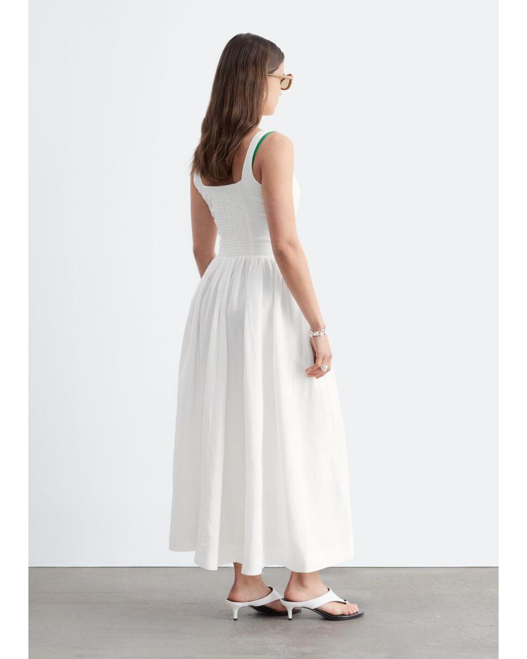 & Other Stories White Fit-And-Flare Midi Dress