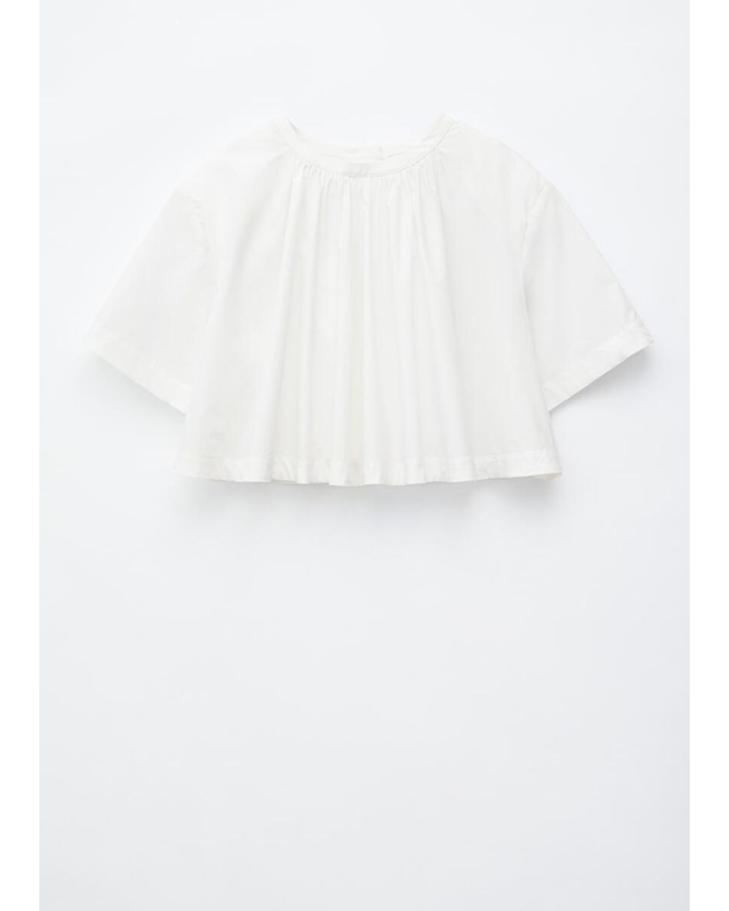 & Other Stories White Gathered Cotton Crop Blouse