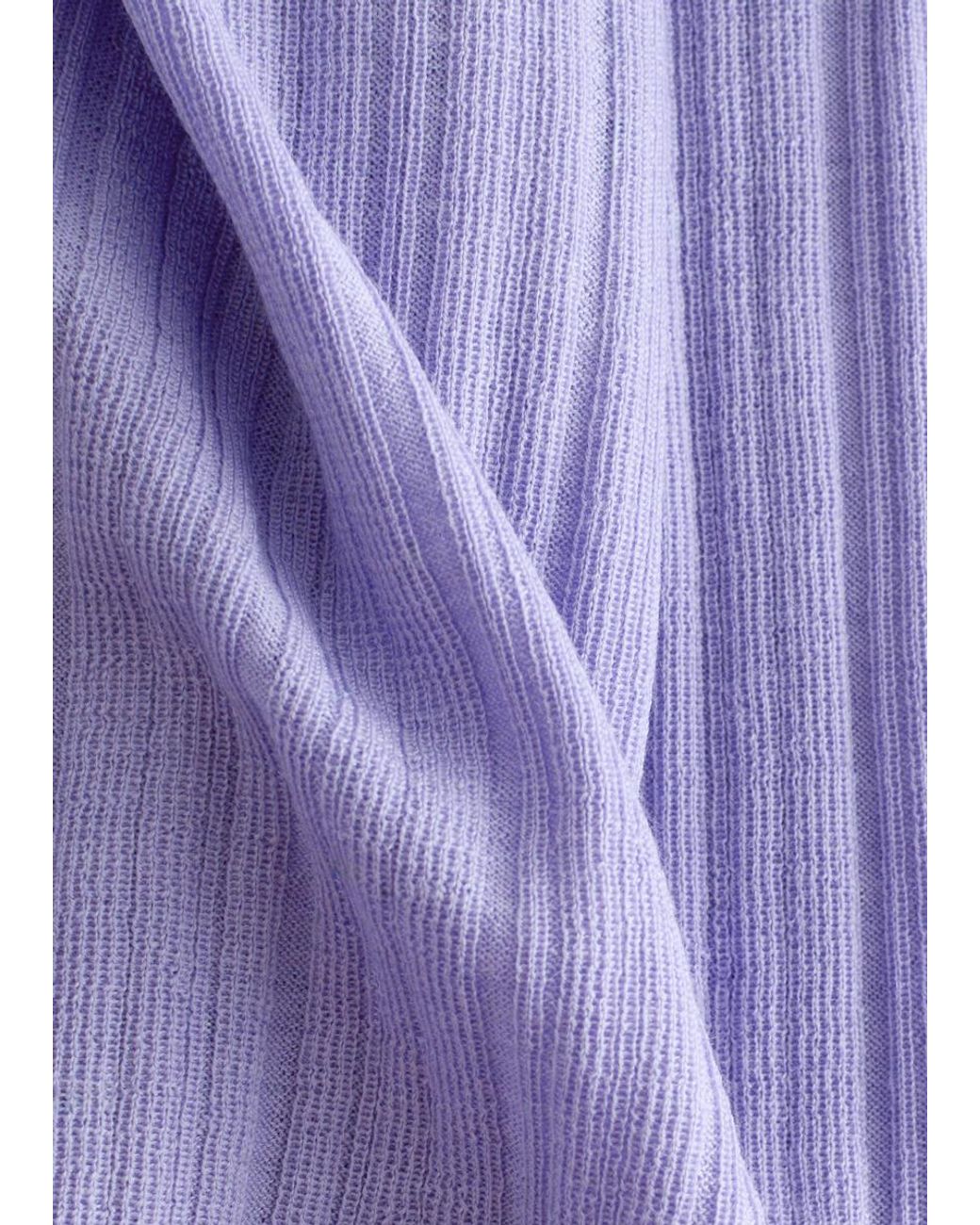 & Other Stories Purple Rib-Knit Wool Boatneck Top