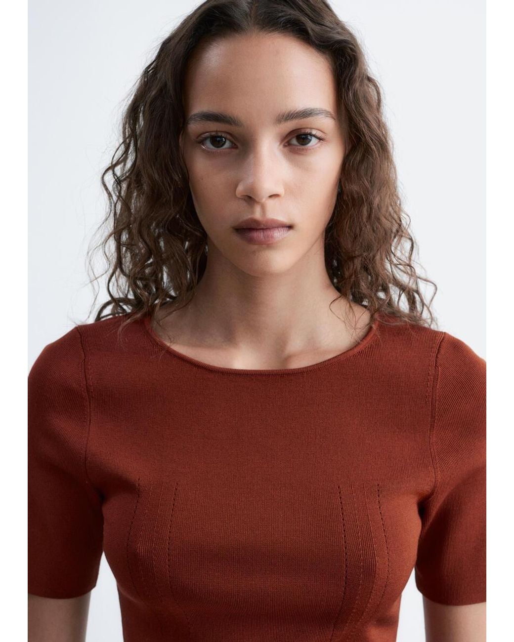 & Other Stories Red Slim Knitted T-Shirt