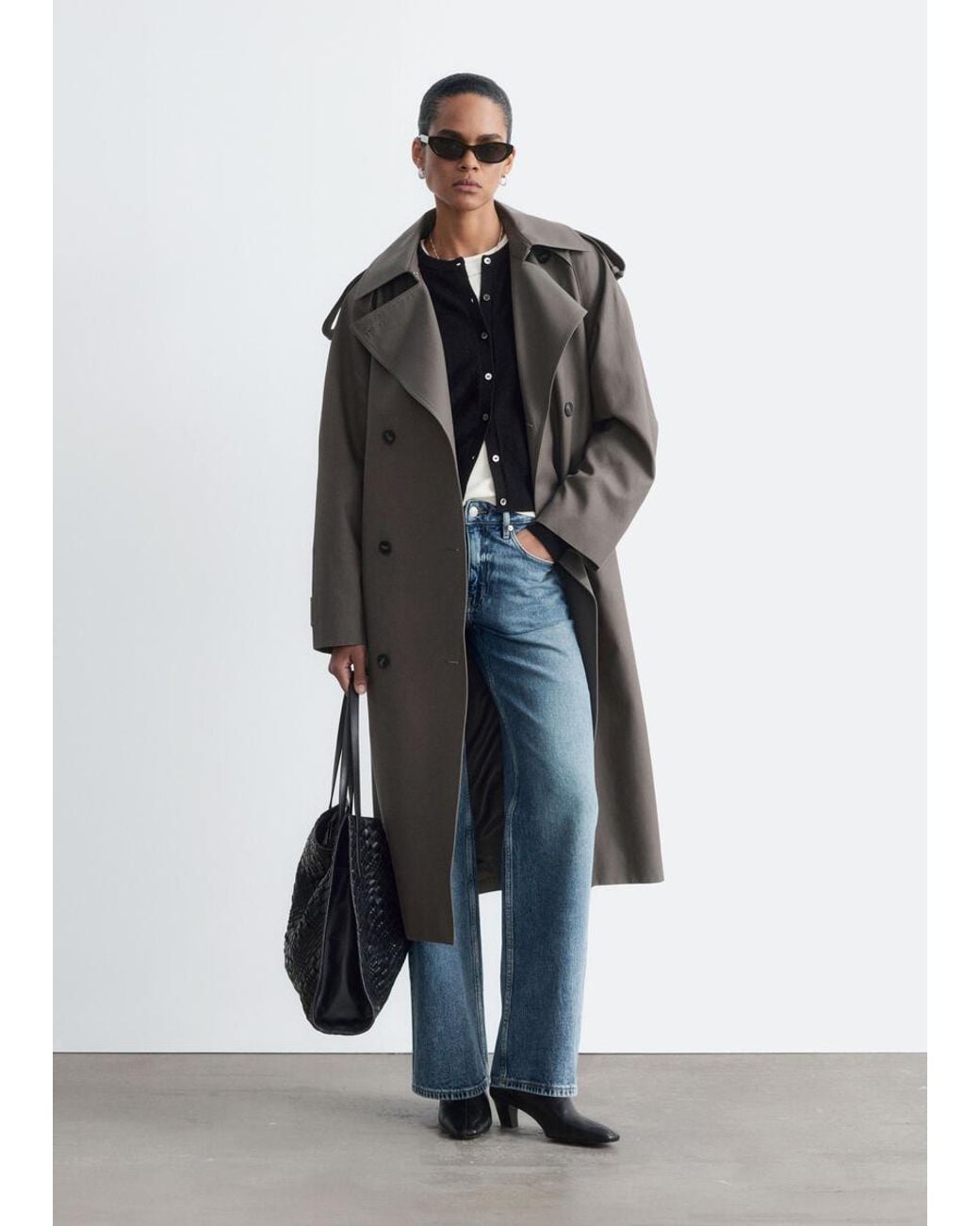 & Other Stories Gray Relaxed Trench Coat