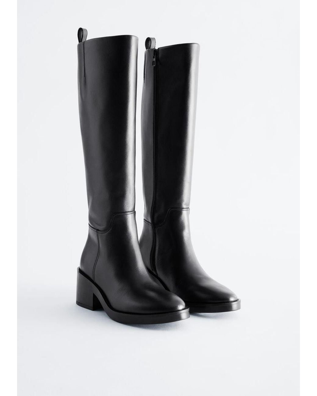 & Other Stories Black Knee-High Leather Boots