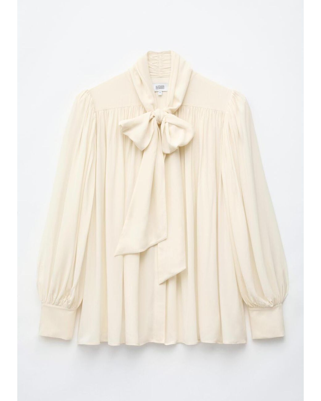 & Other Stories Blue Tie-Neck Gathered Blouse