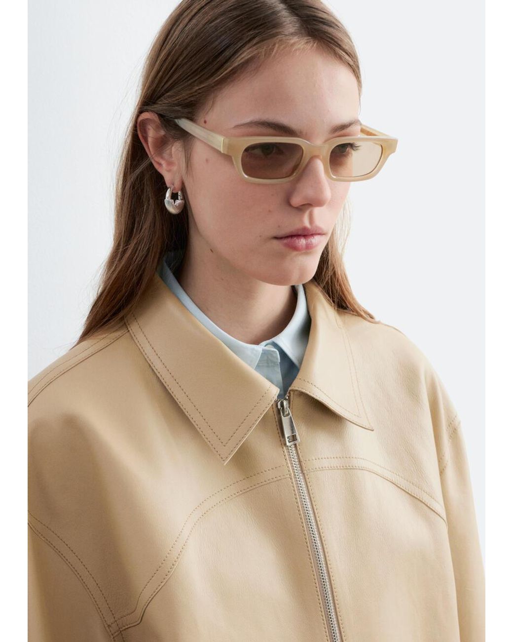 & Other Stories Natural Relaxed Leather Jacket