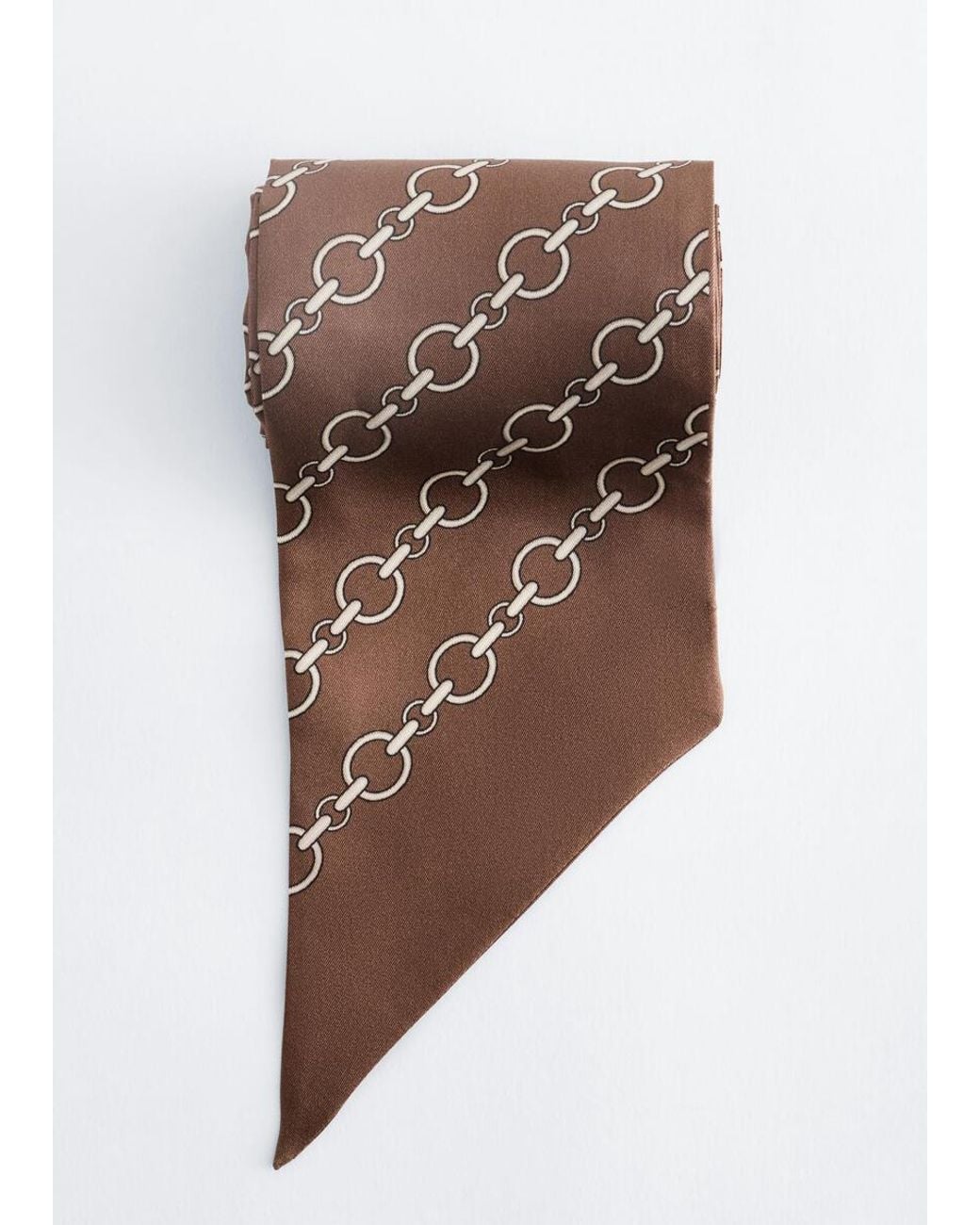 & Other Stories Brown Slim Silk Print Scarf