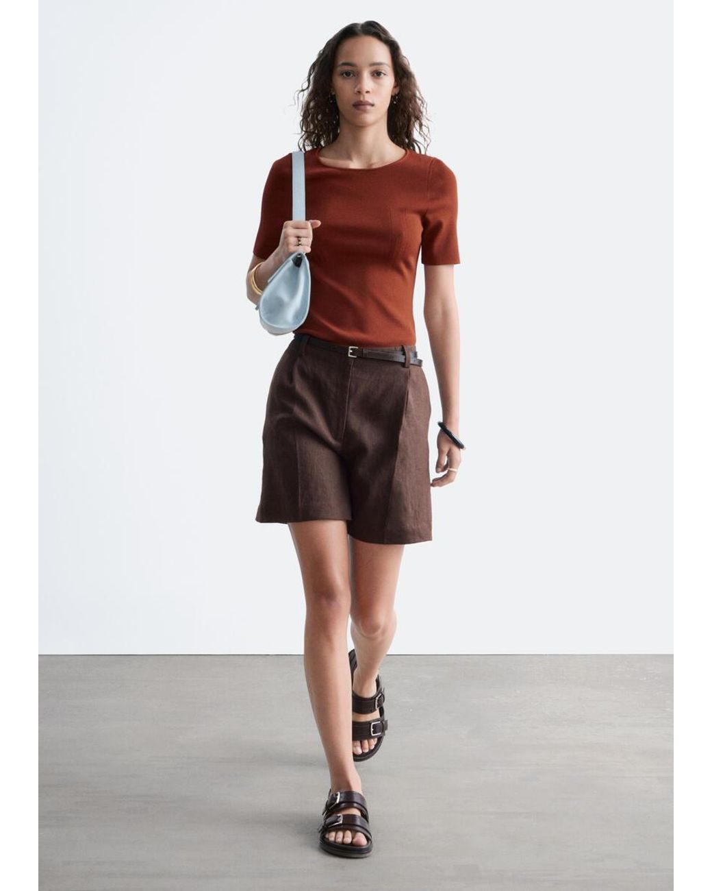 & Other Stories Red Slim Knitted T-Shirt