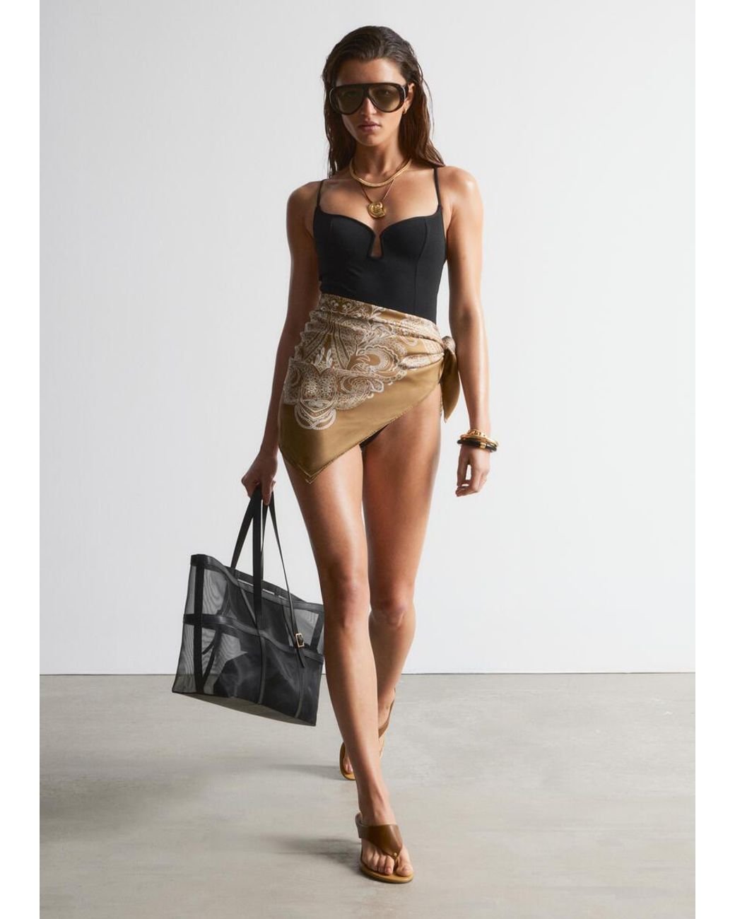 & Other Stories Black Triangle-Cut Swimsuit