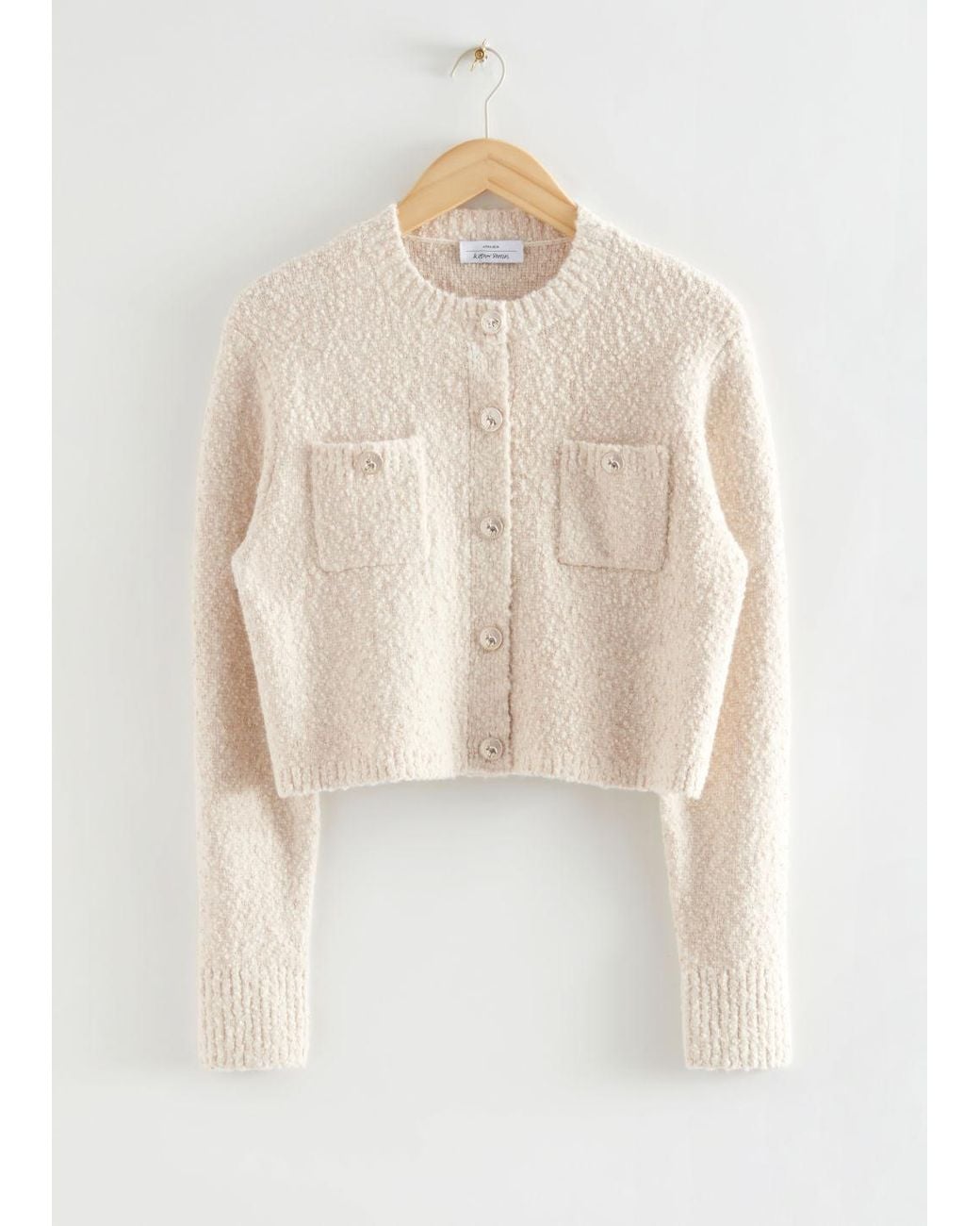 u0026 Other Stories Cropped Bouclé Cardigan in White | Lyst