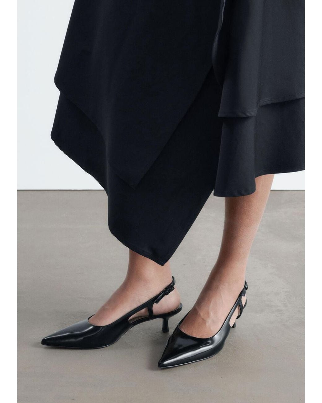 & Other Stories Black Patent Leather Slingback Pumps