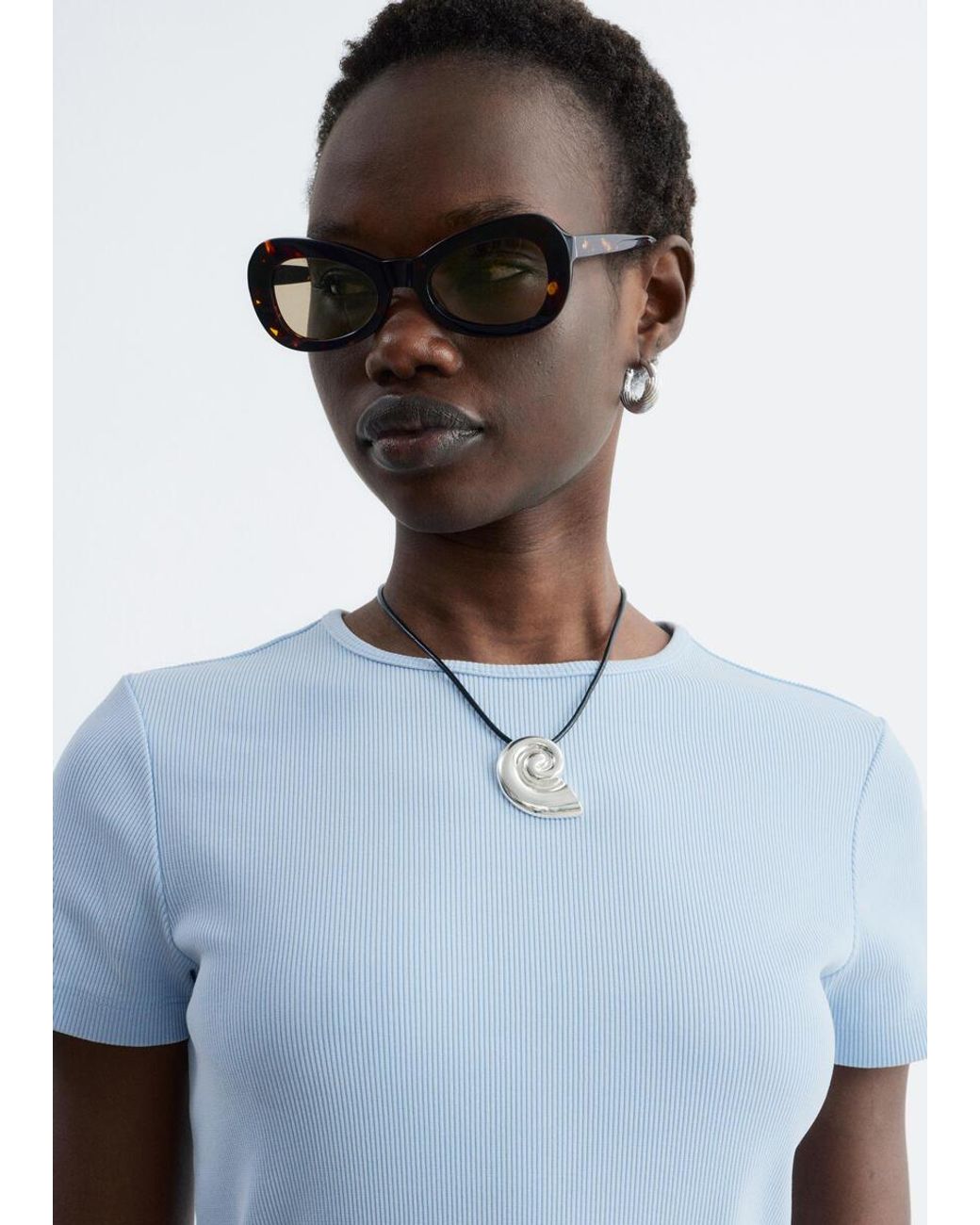 & Other Stories Blue Midi Jersey Dress