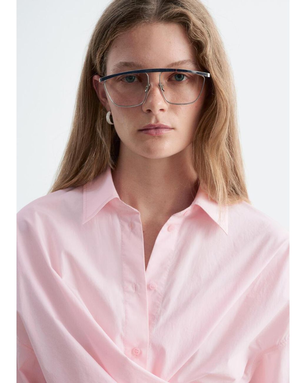 & Other Stories Pink Tie-Waist Cotton Shirt