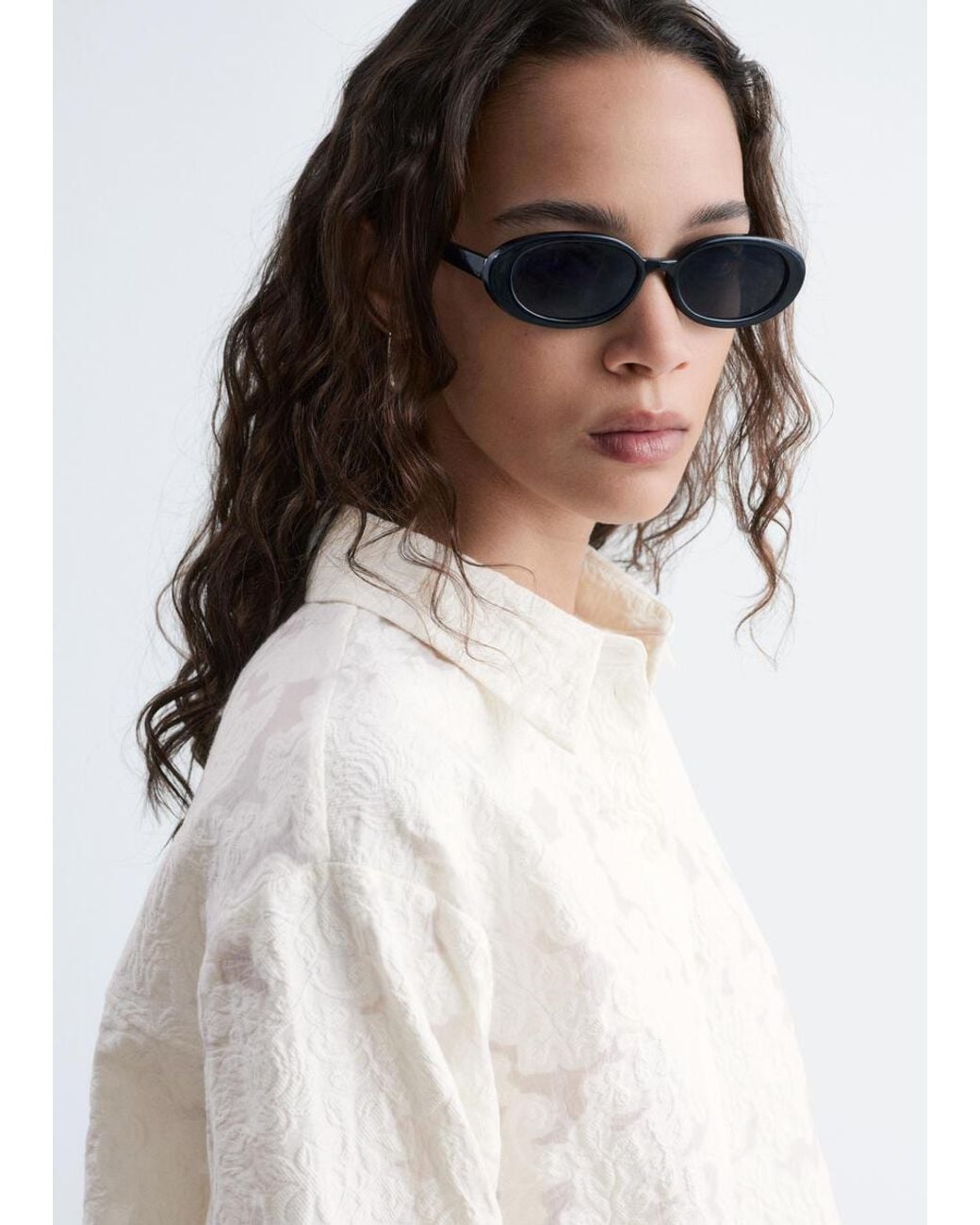 & Other Stories White Relaxed Jacquard Blouse