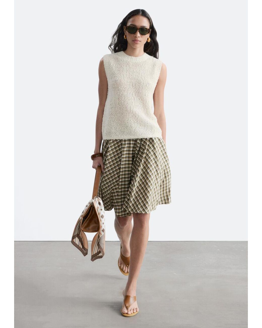 & Other Stories White Silk-Cotton Vest Top
