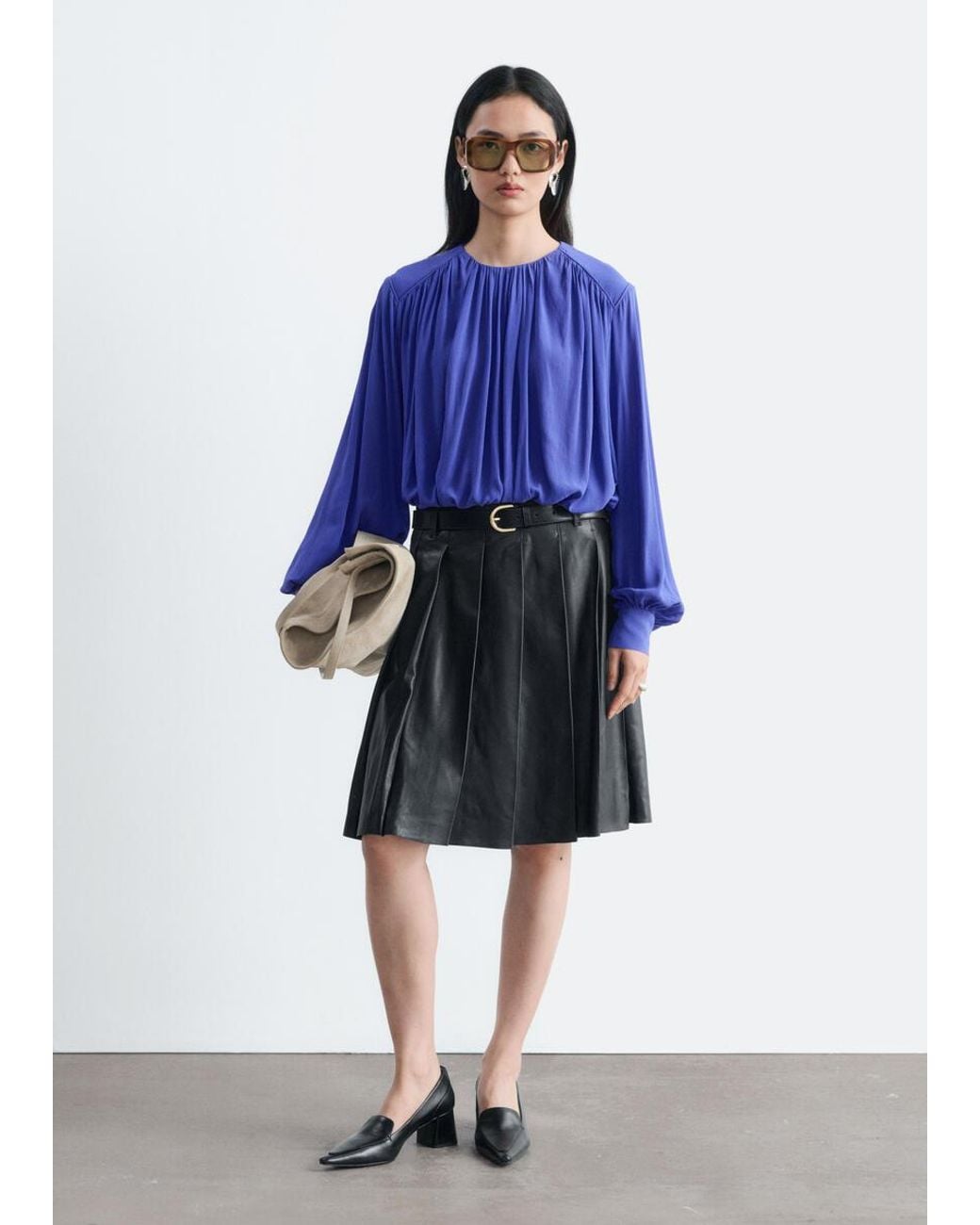 & Other Stories Blue Gathered Blouse