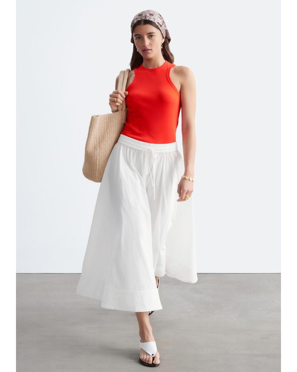 & Other Stories White Gathered A-Line Maxi Skirt