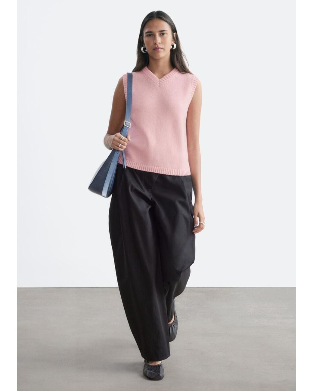 & Other Stories Pink Wool-Cotton Knitted Vest