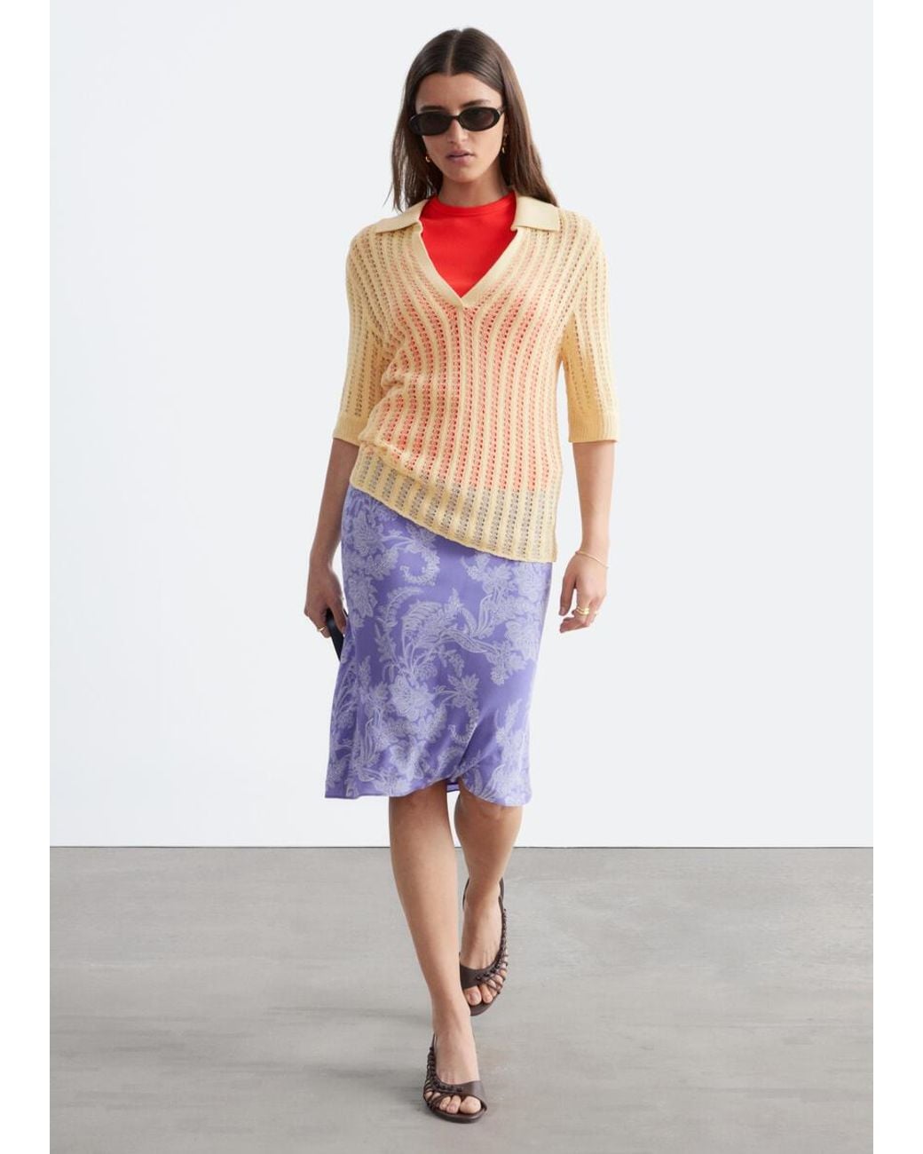 & Other Stories Purple Knee-Length Slip Skirt