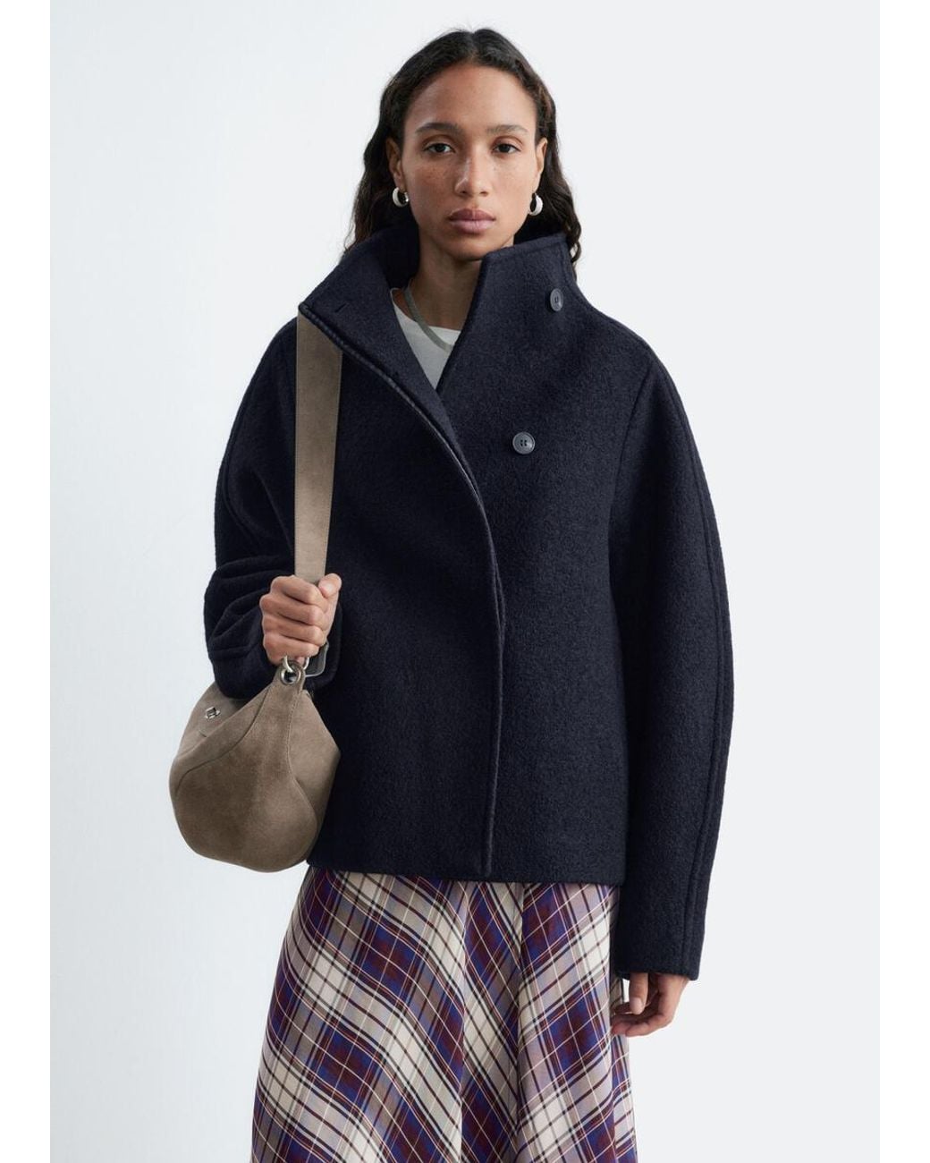 & Other Stories Blue Asymmetric Wool Jacket