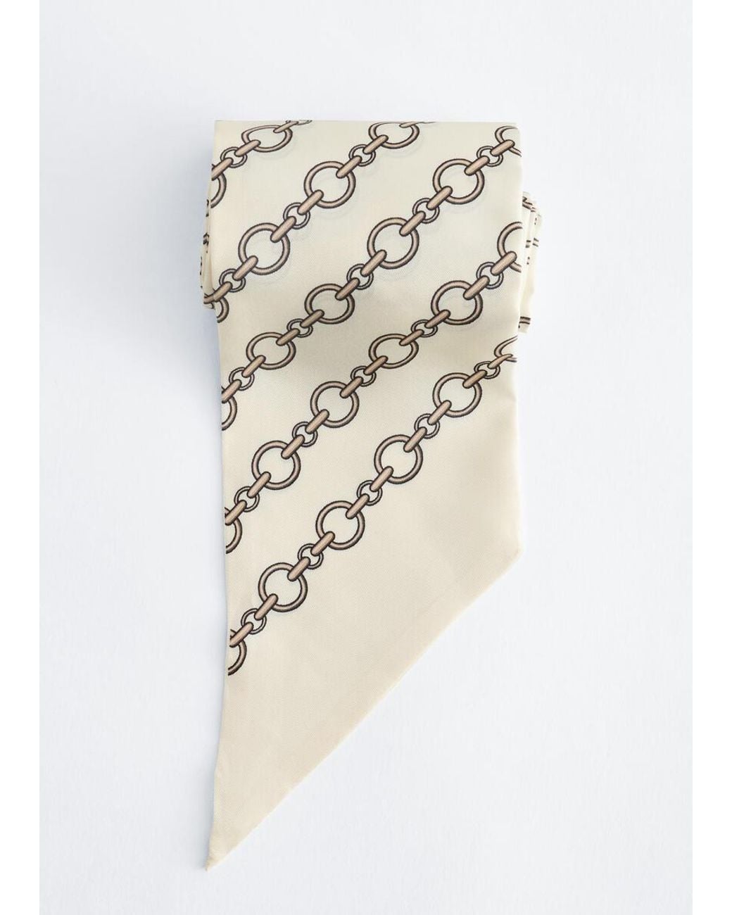 & Other Stories White Slim Silk Print Scarf