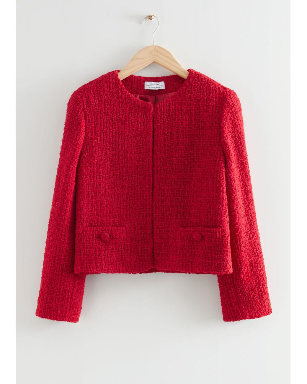 & Other Stories Pocket Tweed Jacket in Red Lyst
