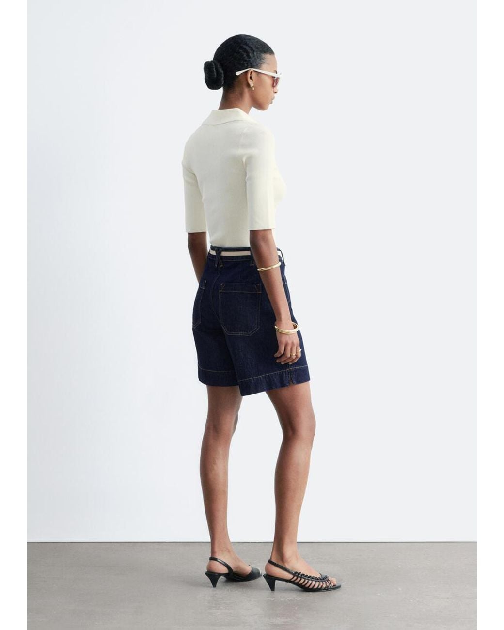 & Other Stories Blue High-Waist Denim Shorts