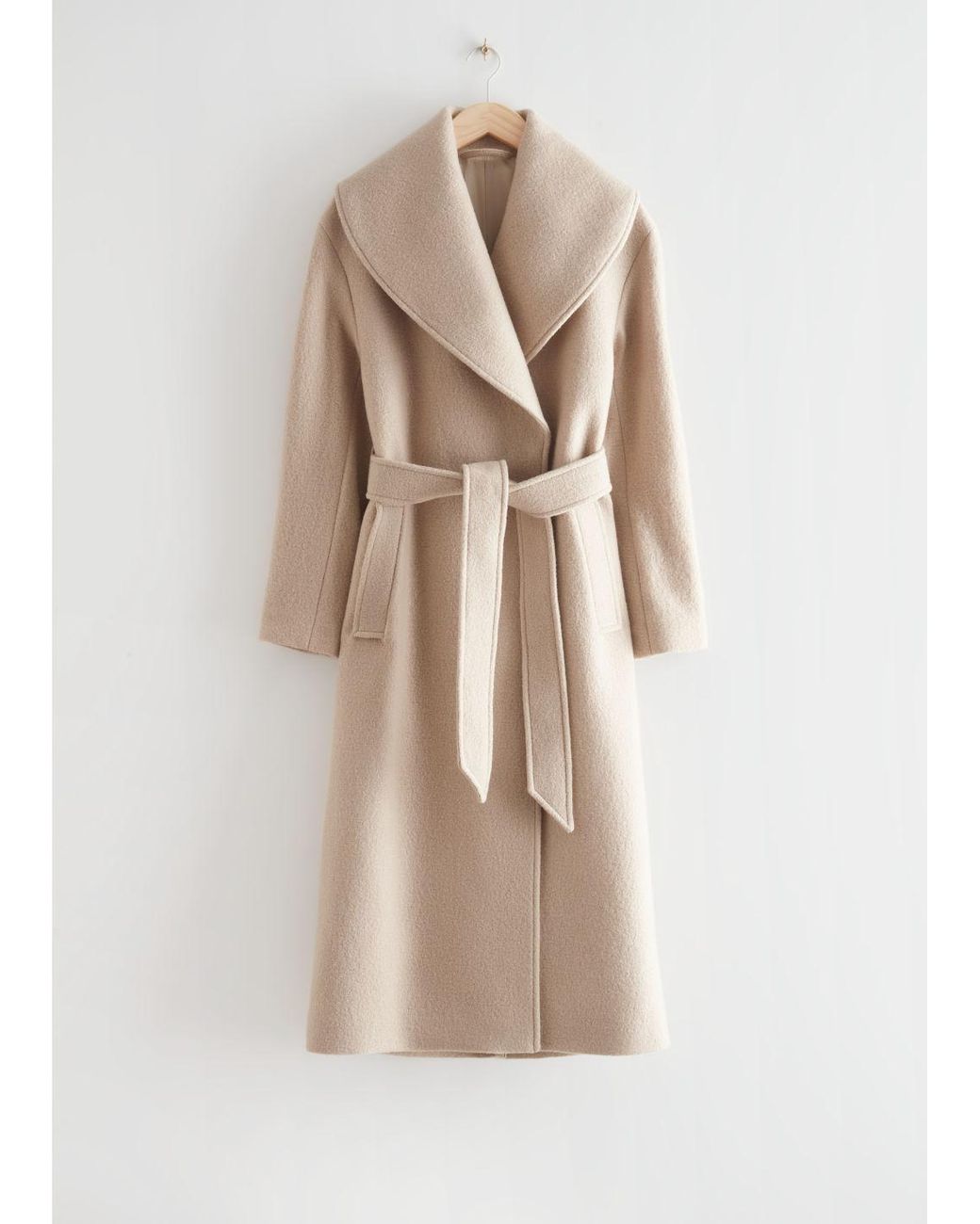 & Other Stories Shawl Collar Wool Coat in Natural | Lyst