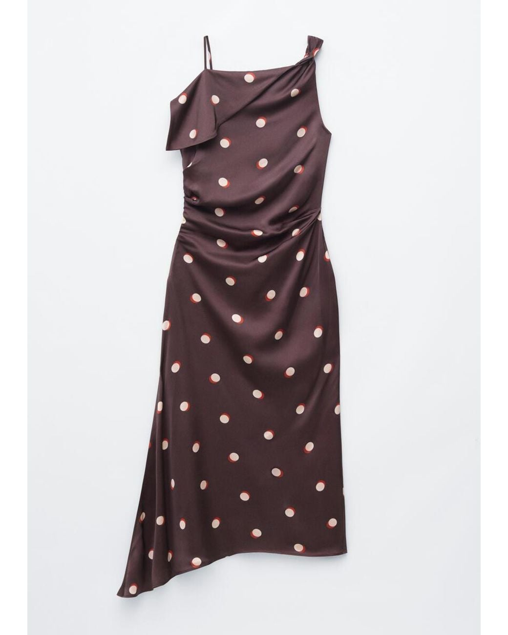 & Other Stories Brown Asymmetric Satin Dress